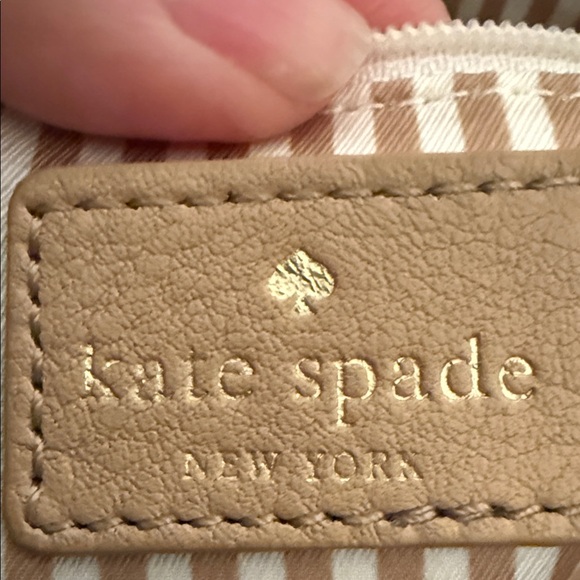 Kate Spade New York Soft Pebbled Leather Satchel – Beige Zip-Top Shoulder Bag - Picture 3 of 11